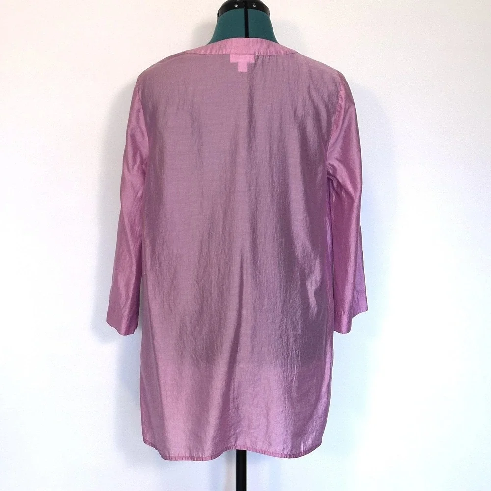 J Jill Shirt Womens‎ Small Pink Lyocell Blend Tunic V Neck 3/4 Sleeve Top - Picture 5 of 9